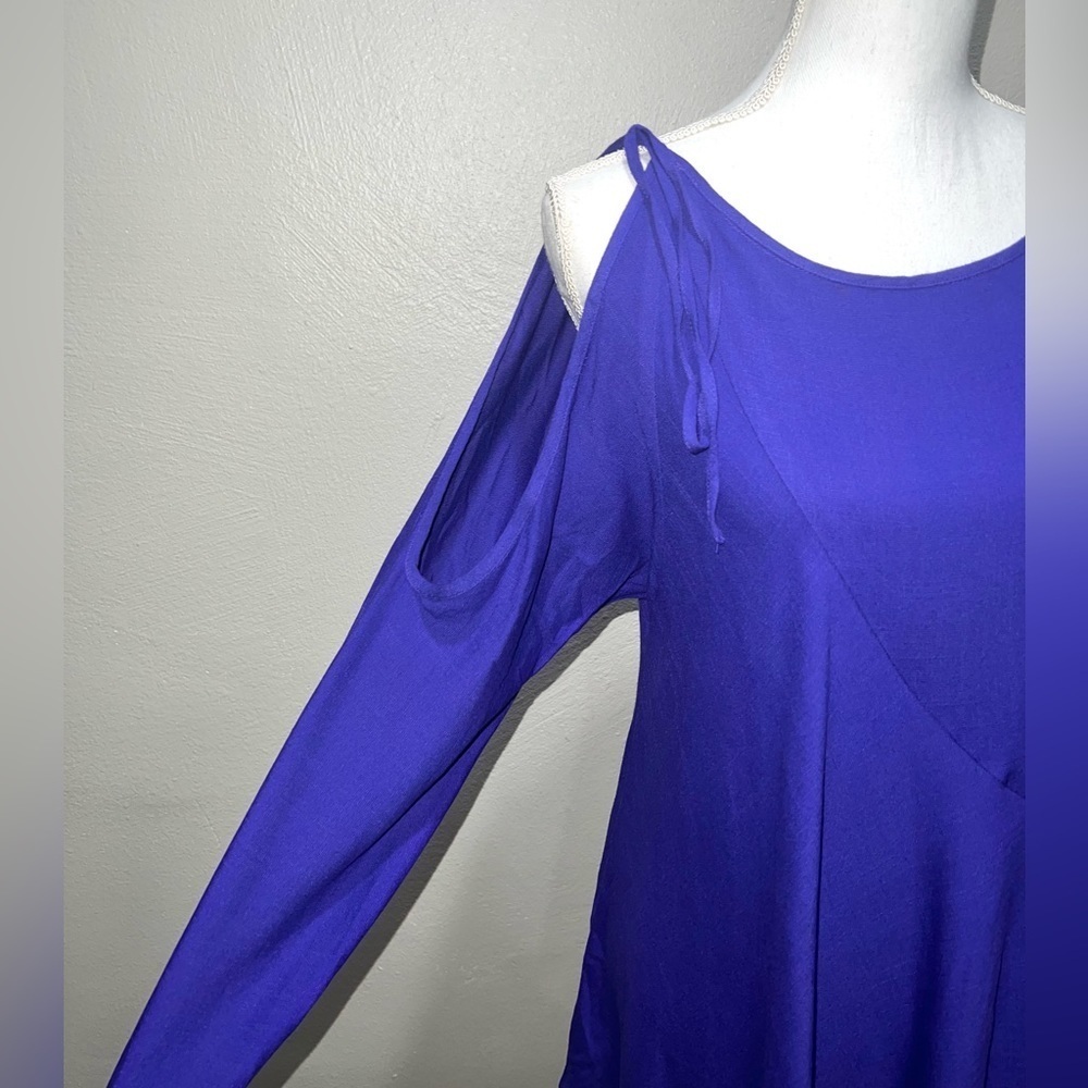 Free People Purple Clear Skies Cold Shoulder Asymmetric Dress - Picture 3 of 7